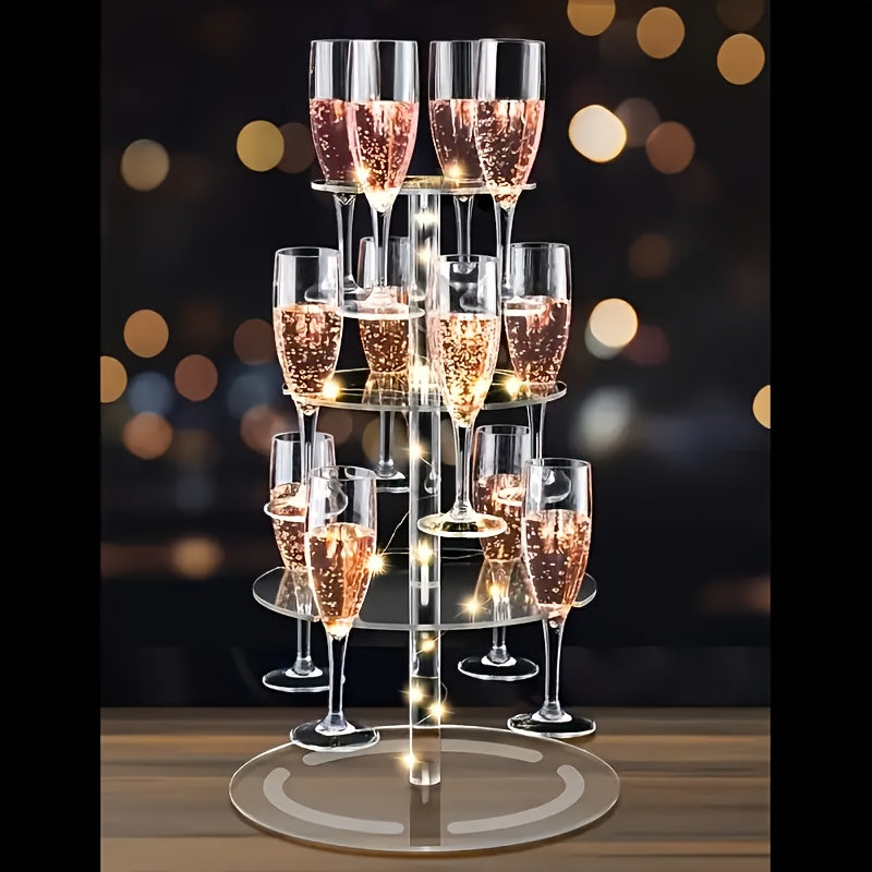 Soporte de champán de acrílico moderno y lujoso, con capacidad para martinis y margaritas, soporte de copas de cóctel, estante de bebidas escalonado multifuncional, adecuado para bodas, bares y reuniones de fiesta.