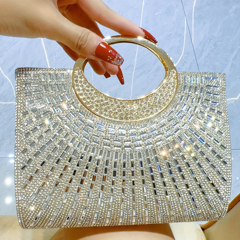 Clutch Brillante con Pedrería para Noches de Fiesta, Bolso de Hombro para Banquetes y Eventos de Fin de Semana, Bolsa de Cena para Mujer que Guarda Maquillaje Diario, Ideal como Regalo