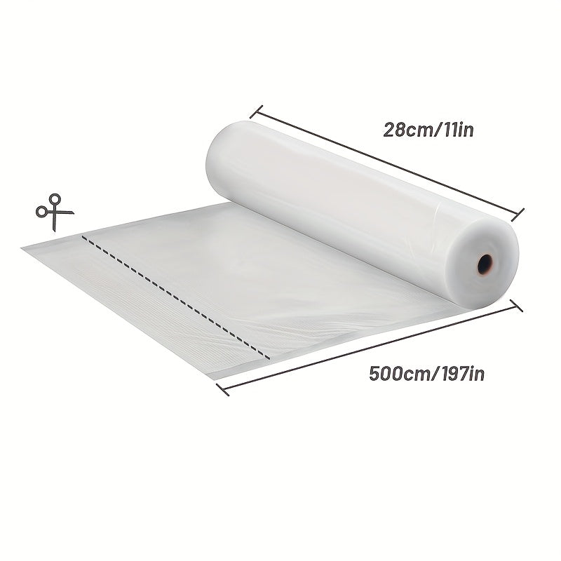 Rollo de Sellador al Vacío AGASHE de 5m para Conservación de Alimentos - Libre de BPA, Resistente al Desgarro, Anti-Oxidación y a Prueba de Olores, Patrón de Lunares, Ideal para Sous Vide, Preparación de Comidas, Cocina a Baja Temperatura y Almacenamient