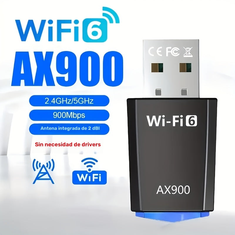 Adaptador USB Mini WiFi6 AX900 - Conecte y juegue, doble banda 2,4/5G, sin controlador, compatible con dispositivos inteligentes - Transmisor y receptor de red de alta velocidad