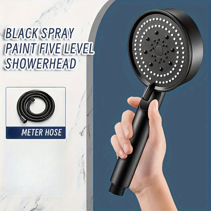 Cabeza de ducha de alta presión CelestiaFlow Luxury 5 funciones - Atomización premium, pulsos, lluvia y modos de ola, elegante cabeza de ducha de spa montada en la pared negra para una experiencia de baño en casa inigualable, patrones de pulverización ve