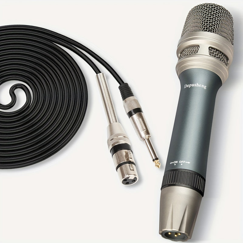 Micrófono vocal dinámico profesional DEPUSHENG C90 - Micrófono dinámico cardioid unidireccional con bobina móvil, interruptor ON/OFF, cable de audio XLR de 177 pulgadas y conector de 1/4" para grabación, canto, karaoke, grabación de voz, diseño elegante