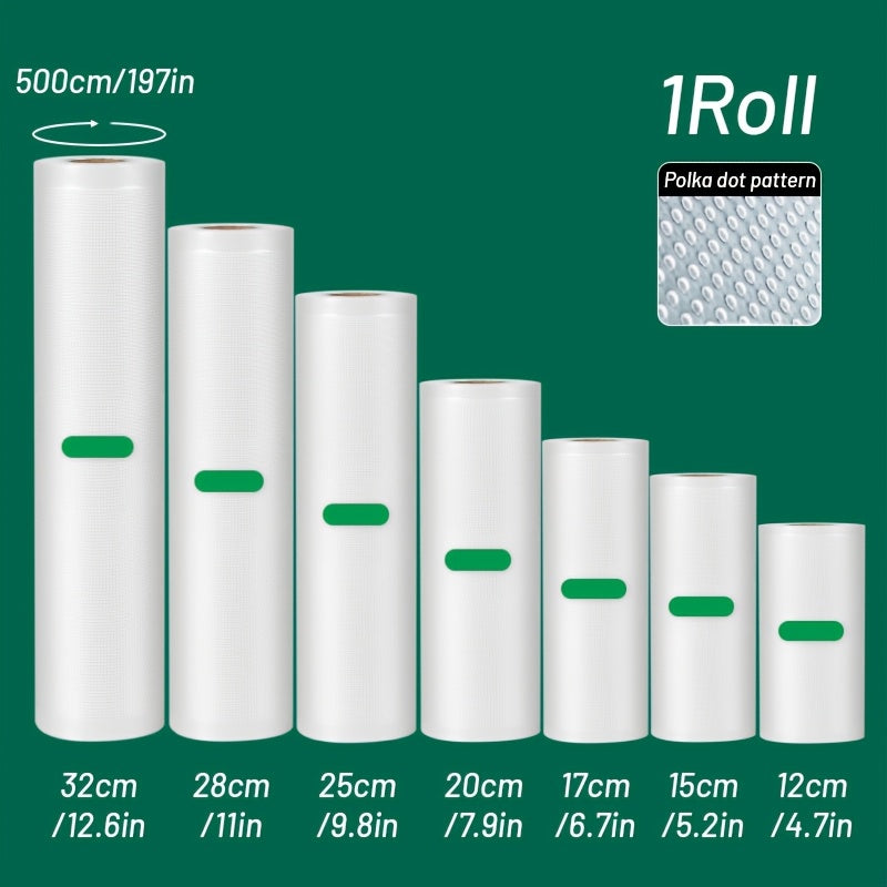 Rollo de Sellador al Vacío AGASHE de 5m para Conservación de Alimentos - Libre de BPA, Resistente al Desgarro, Anti-Oxidación y a Prueba de Olores, Patrón de Lunares, Ideal para Sous Vide, Preparación de Comidas, Cocina a Baja Temperatura y Almacenamient