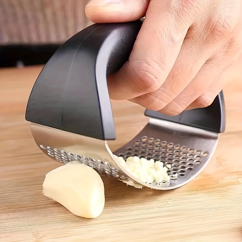 Prensa de ajo de acero inoxidable - Prensa de ajo manual con manivela, no necesita electricidad, diseño de hierro fundido duradero para cocina y dormitorios universitarios, prensa de ajo