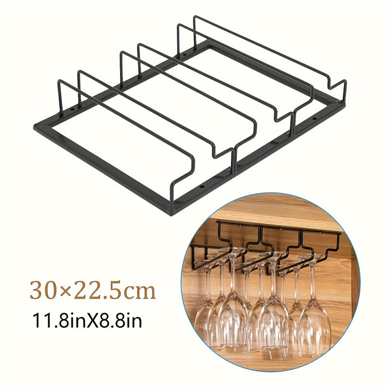 1 soporte para copas, organizador de copas de vino para montar en la pared, soporte para copas debajo del gabinete, ideal para gabinete, cocina, bar y restaurante, organizadores y almacenamiento de cocina, accesorios de cocina