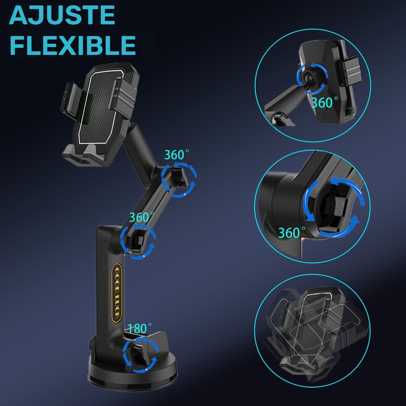 Soporte para Teléfono de Camión con Ventosa de Alta Resistencia, Brazo Compacto de 26.16 cm, Estable, Compatible con iPhone y Samsung, Gris, Semi-Permanente