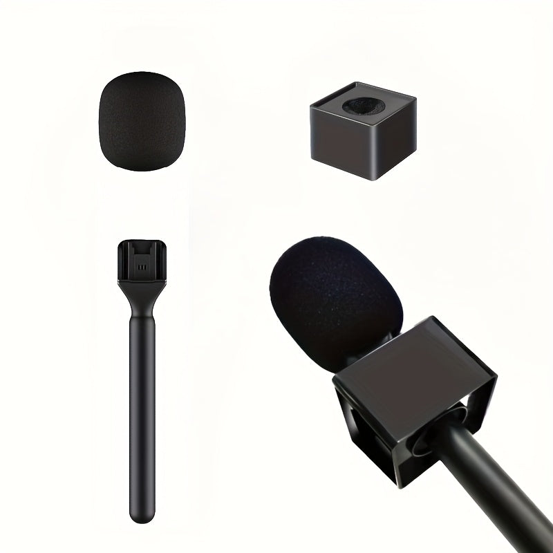 Adaptador de micrófono portátil, adaptador de instalación de mango de micrófono, adaptador conveniente para grabación de entrevistas y creación de contenido, juego de adaptadores de collar inalámbrico para DJI y RODE, cubierta de esponja de micrófono/man