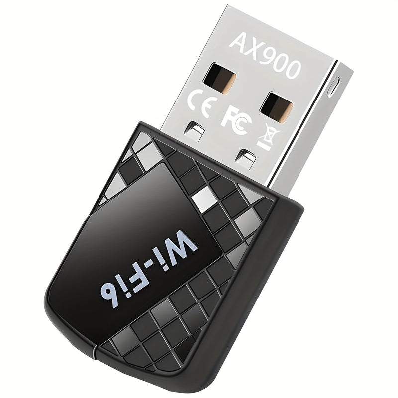 Adaptador WiFi AX900Mbps USB para PC, Adaptador sin varillas Dual-Band 600Mbps 5GHz+286Mbps 2.4GHz Transceptor de Red Inalámbrica con Controlador Integrado WPA3 para Portátil y Escritorio, Compatible con Windows 11/10/7