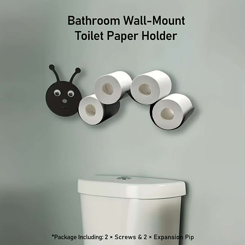 1pc Soporte de papel higiénico con forma de oruga, papel higiénico independiente con animales cómicos, almacenamiento de decoración de arte de baño Rollos de papel higiénico, suministros sanitarios
