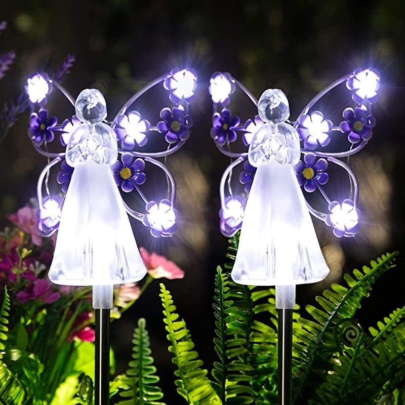 1 pieza de Luz Solar de Jardín con Ángel y Estaca, Luz LED de Paisaje Hada para Césped del Cementerio, Y un Regalo de Condolencia