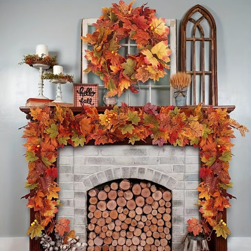 1 unid. Guirnalda de hojas de arce artificial, 3D, para decoración de exteriores en Acción de Gracias y Navidad, sin necesidad de energía, perfecta para jardines y césped, decoración de vacaciones, decoración de hojas de arce.