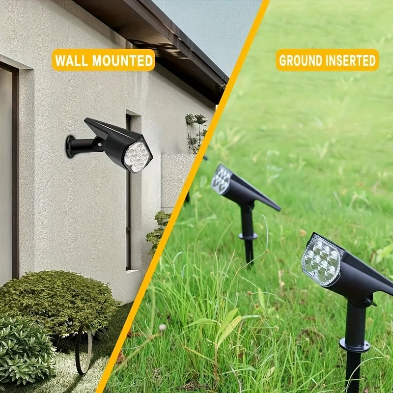 7 luces LED alimentadas por energía solar, carga solar, montaje en pared/estaca en tierra, uso dual, portátil y fácil de colocar, iluminación de paisaje y senderos impermeable, instalación flexible y conveniente, adecuada para porches, vallas, árboles de