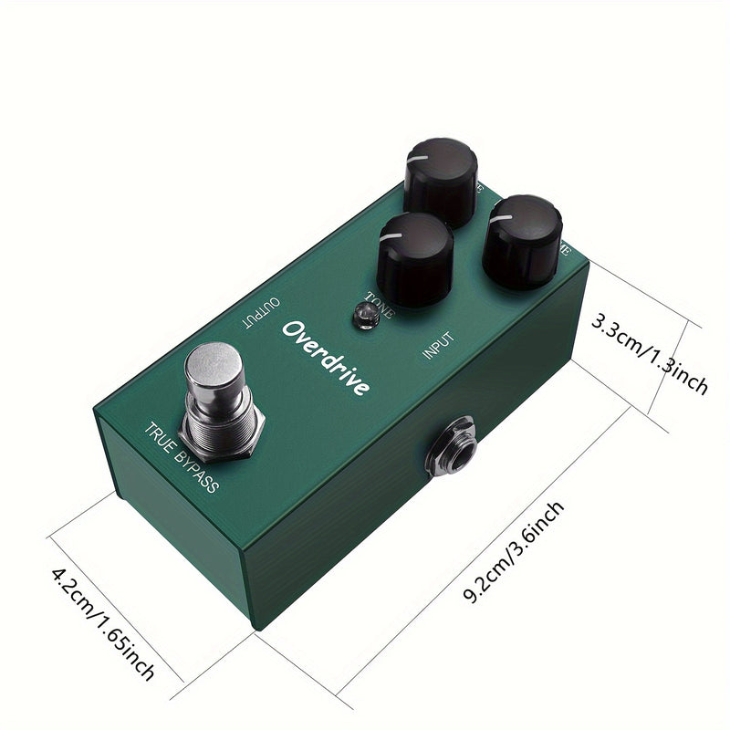 Pedal de efecto de guitarra de overdrive de aleación de aluminio, mini tipo único DC 9V, bypass verdadero, carga USB, voltaje de funcionamiento ≤36V, no requiere batería - Azul