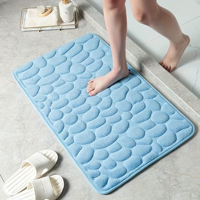 Alfombra de baño antideslizante de espuma con memoria, 1 pieza - Secado rápido, lavable a máquina, con agarre texturizado para el hogar y el baño - Azul claro, diseño cómodo y duradero, respaldo de PVC antideslizante, alfombra para baño