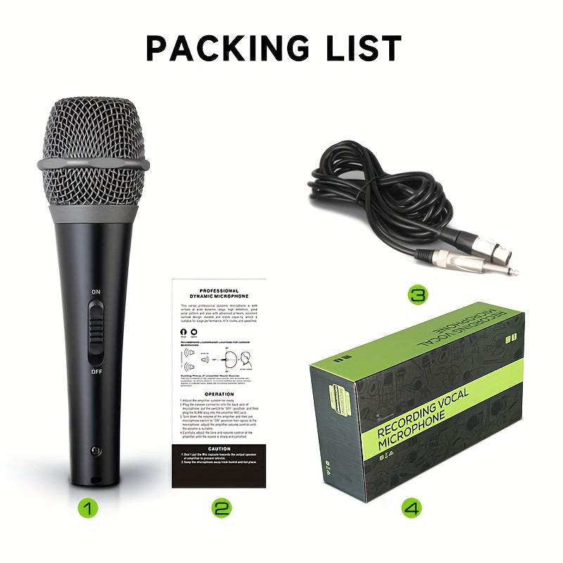 Micrófono Dinámico Portátil Profesional AmaceX GM58 con Interruptor de Encendido/Apagado, Cable de 5.0 metros - Ideal para Karaoke, Actuaciones en Vivo y Discursos