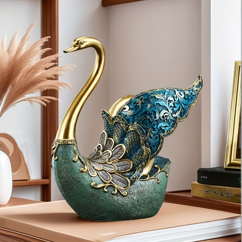 Elegante soporte de vino de cisne inspirado en Europa - Hecho de resina con detalles dorados, filas de exhibición para botellas de vino y vasos, perfecto para decorar el salón de la casa, decoración de vino.