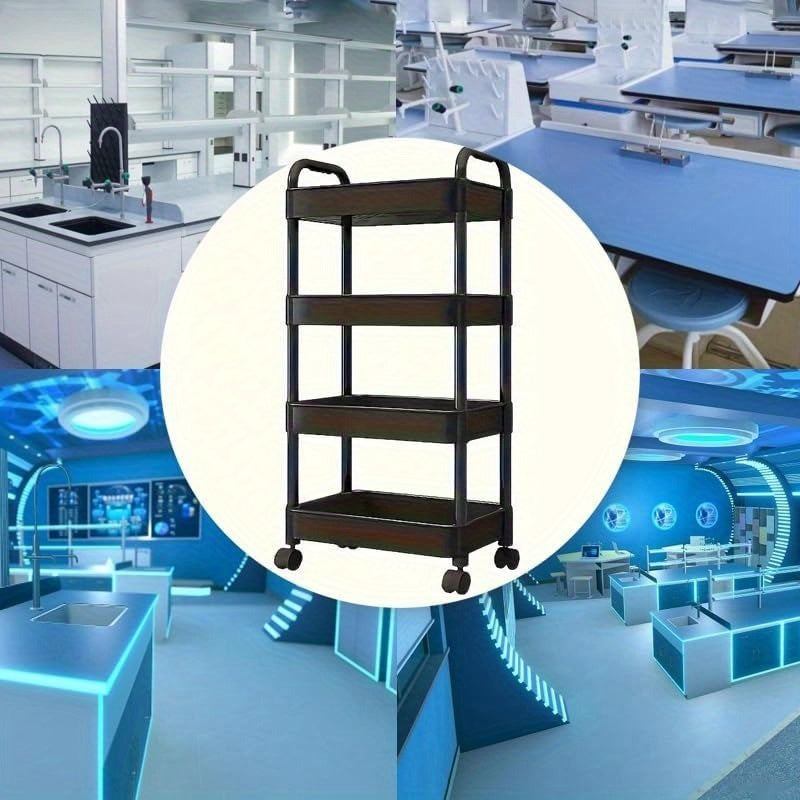 Carro de utilidad de 3 niveles con asa - Organizador de almacenamiento multifuncional con ruedas para cocina, oficina, sala de estar - Plástico duradero, blanco, carro de almacenamiento de cocina, organizador de habitaciones versátil, diseño elegante, as