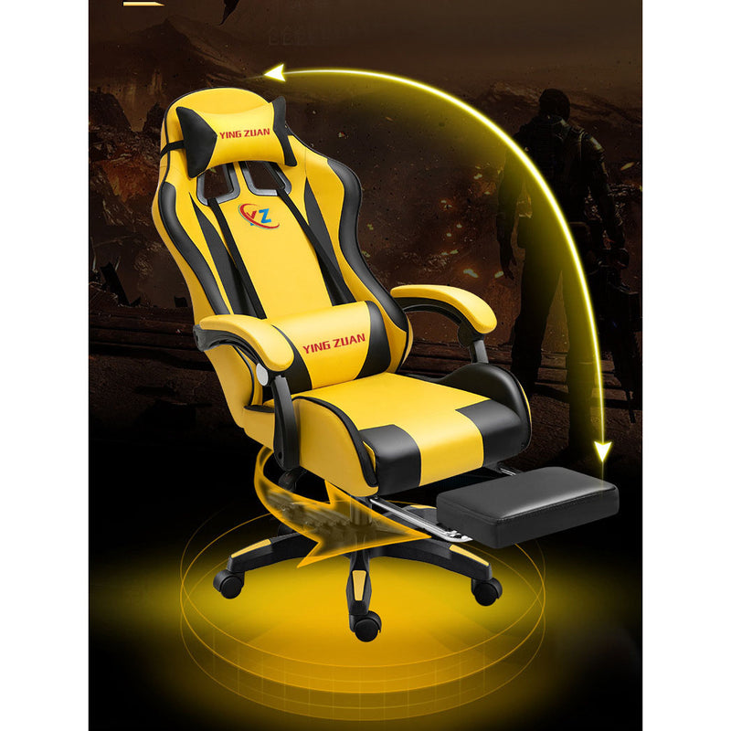 Silla de computadora ergonómica para el hogar y la oficina - Comodidad para sentarse durante mucho tiempo, diseño sin fatiga, detalles negros y amarillos, altura ajustable, reposabrazos acolchados y base sólida, silla de computadora para escritorio.