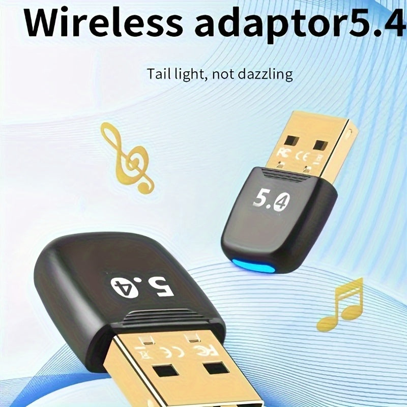 Adaptador USB inalámbrico 5,4 GHz - Sin necesidad de arrancar, plug-and-play, soporte EDR+BLE, baja latencia, sonido de alta calidad, alimentación USB, no se necesita batería | Ideal para PC, auriculares, teclado, ratón y altavoces, receptor de audio ina