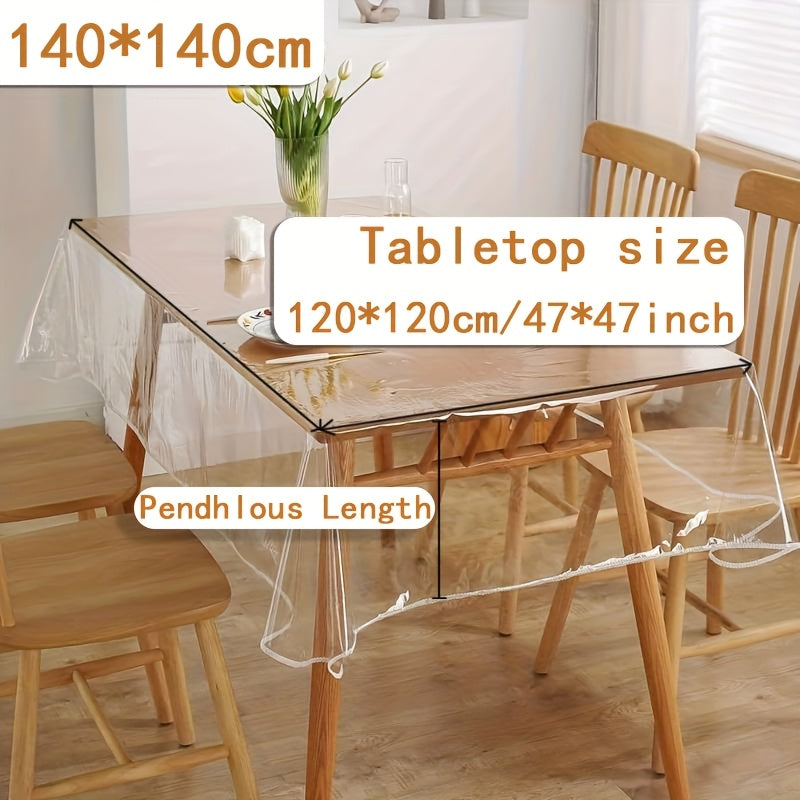 Mantel rectangular transparente de vinilo, 1 pieza - Cubierta protectora, fácil de limpiar y resistente a rayones para mesas de comedor en hogares y restaurantes, material no textil hecho a máquina, ideal para hoteles y restaurantes, decoración moderna p