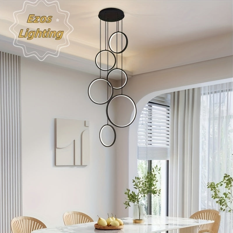 Lámpara de techo LED de lujo EZOS - Brillo ajustable, construcción de metal, ideal para comedores, cafés, gimnasios y áreas de fiesta, iluminación de 3 niveles, cableado, 110V-240V, EZOS