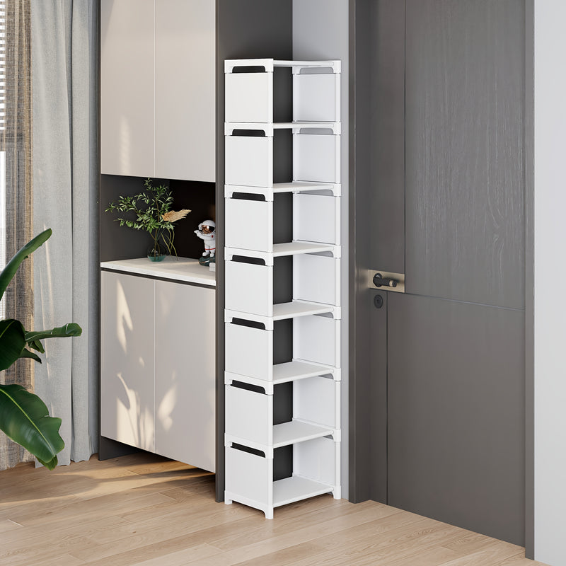Estantería Ajustable de 8/5 Niveles para Zapatos - Organizador Portátil sin Herramientas para Dormitorios y Hogares, Solución Multinivel para Calzado y Zapatillas, Diseño Simple en Blanco/ | Almacenamiento Duradero