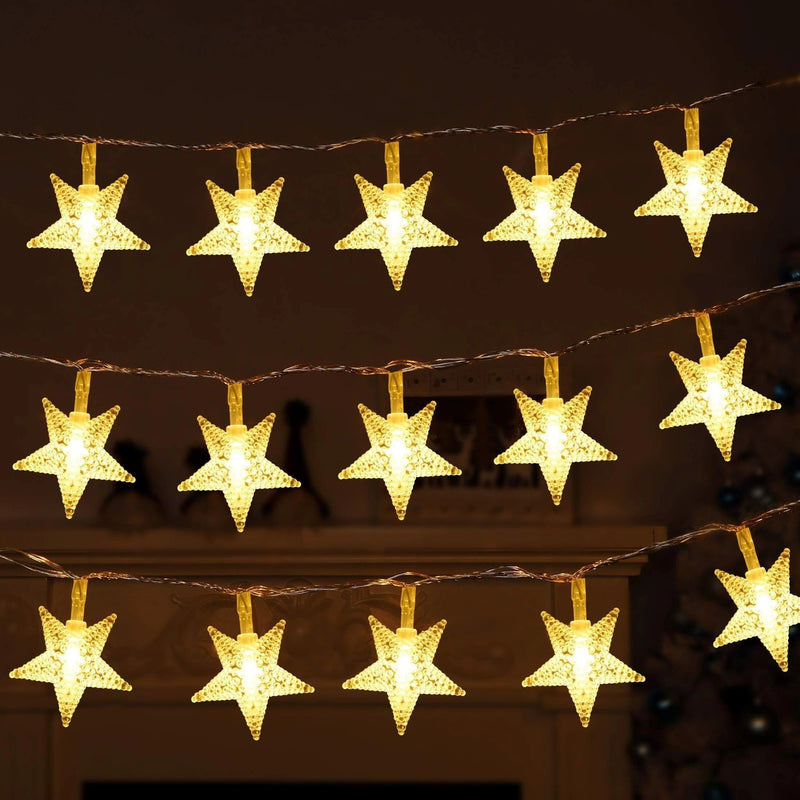 1 pieza de luces de hadas en forma de estrella - Alimentadas por batería, decoración interior para el Día de la Madre, Halloween, Navidad y fiestas - Suave brillo cálido, material de PVC, no se necesitan componentes electrónicos, iluminación de fiestas |