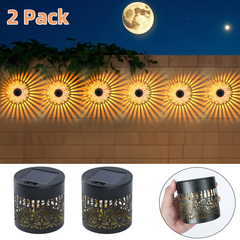 2 luces solares para paredes - Diseño floral metálico IP65 con función automática de crepúsculo a amanecer, batería, montaje semienterrado para exteriores de la casa, puerta principal y iluminación de senderos de jardín, luces solares para exteriores, il