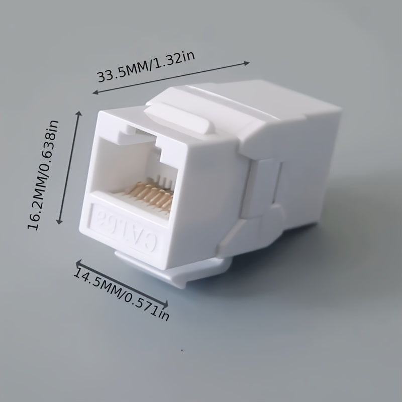 10 Piezas de Paneles Ethernet RJ45 CAT6A - Conectores Keystone Blindados UTP con Contactos Dorados, Cableado Recto y Cruzado, Fácil Instalación para Redes Domésticas/Oficina/Gaming