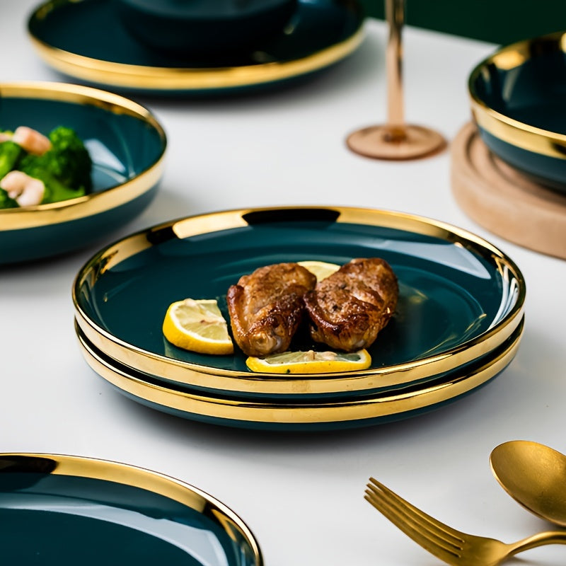 3 piezas de platos lujosos y elegantes para cena, uso en el hogar, platos para pasta de lujo, platos para bocadillos, platos para carne