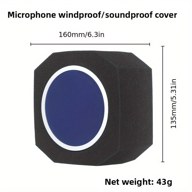 Protector de Micrófono de Estudio Portátil con Filtro Pop - Conector XLR, Material de Fibra, No Requiere Batería - Ideal para Aislamiento Vocal y Grabación Acústica