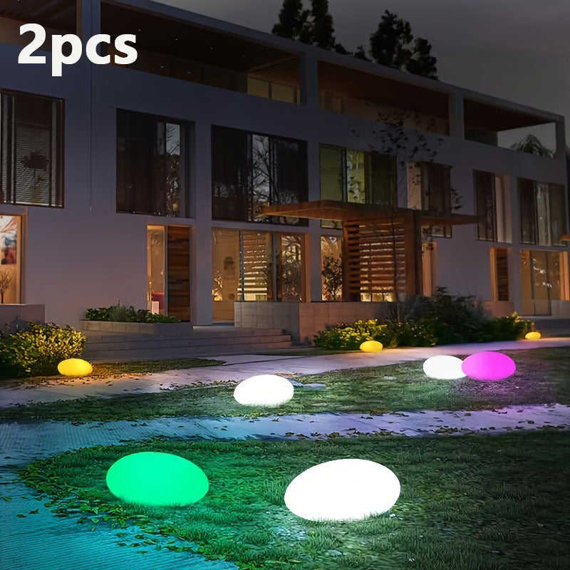 Paquete de 2 Luces Solares de Piedra, Iluminación Exterior de Alta Calidad IP4 para Céspedes, Patios, Caminos de Jardín y Más (Blanco Frío), Iluminación Decorativa para Patios | Aspecto Elegante de Piedra | Luz de Piedra de Vidrio, Luces Solares Exterior