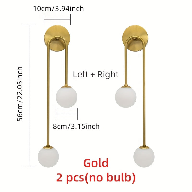 2 luces de pared de doble cabeza en forma de U con sombreros de plástico, cuerpo de hierro - Opciones negras y doradas, montaje semienterrado para dormitorio, sala de estar, cocina, estudio - Base de bombilla G9, cableado no incluido, iluminación de dorm