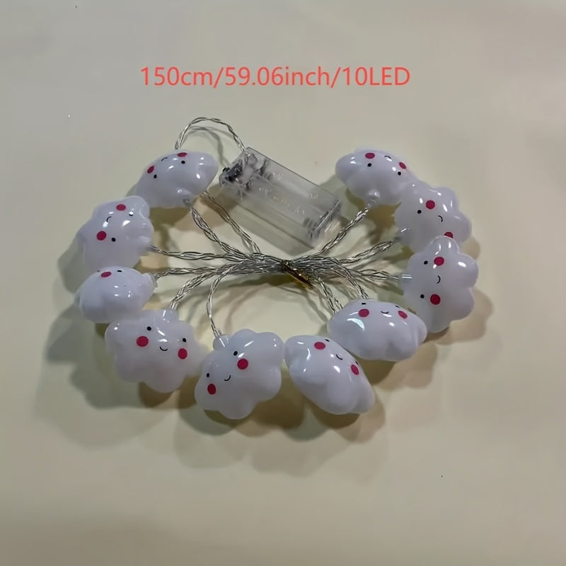 Luces de Cadena LED Nube Alegre, Adecuadas para Fiestas Festivas, Bodas, Hogar, Dormitorio, Decoraciones Navideñas, Alimentado por Caja de Baterías (Pilas No Incluidas)