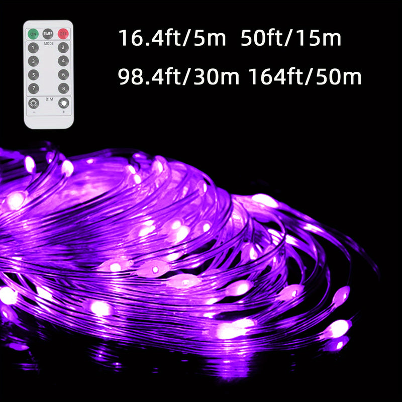 Kit de tiras de luz negra LED de 5,0/15,24/29,99/49,99 metros, fijo flexible de 5V con control remoto de 13 teclas, clasificación IP67, luces moradas para fiestas de brillo, cumpleaños en interiores, Halloween, decoración navideña, uso al aire libre en j