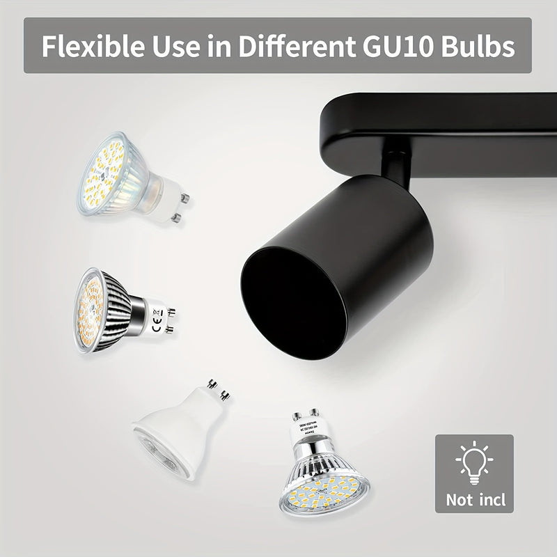 1 pieza de luz de techo LED con 2 bombillas, luz de techo LED giratoria GU10, barra de luces de techo moderno negro para cocina, dormitorio, sala de estar (bombilla no incluida)