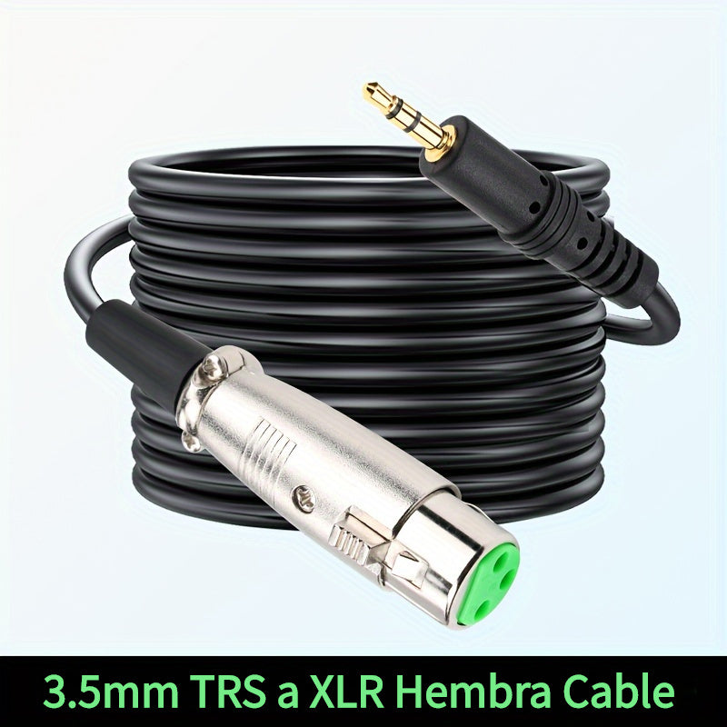 Cable de audio 3.5mm macho a XLR, cable de audio XLR con núcleo de goma verde, cable de audio, cable de micrófono 3.5mm a XLR hembra con conector de aleación de zinc y aluminio, enchufe de 3.5mm chapado en oro de cobre puro. Cable de audio para conectar