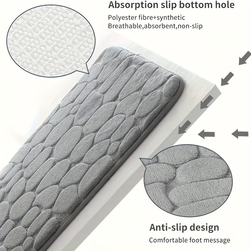 1 pieza de alfombrilla de baño lavable con respaldo de PVC - Pile bajo, alfombrilla de baño rectangular de poliéster, altamente absorbente y de secado rápido, superficie texturizada para un mayor confort, ideal para uso en casa y hoteles, alfombrilla de