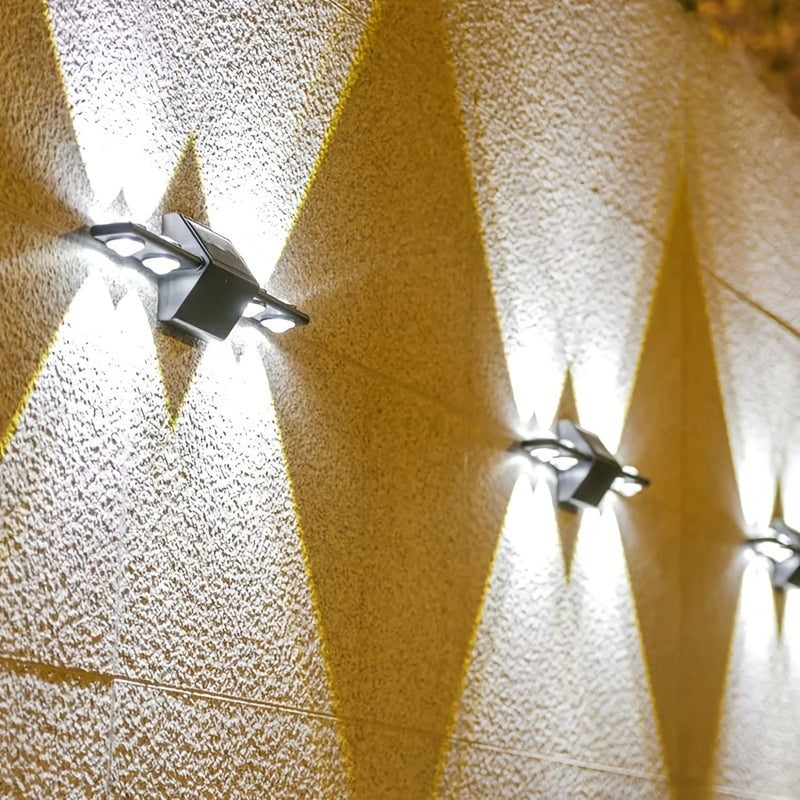 Lámpara de pared LED con energía solar y base desmontable - Iluminación exterior para jardín, terraza y patio, clasificada IP44, batería de níquel, montaje semi-inclinado, diseño de plástico negro, luz de decoración para jardín | Diseño de lámpara de par