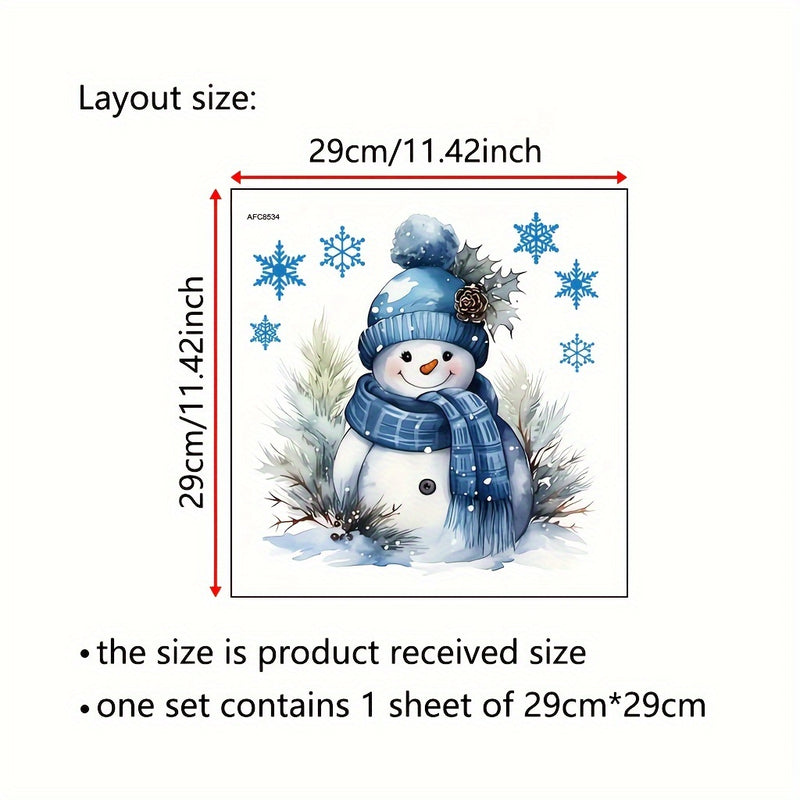 Conjunto de calcomanías de inodoro de Snowman de Navidad - Pégatina autoadhesiva de vinilo para baño con patrón de copo de nieve azul - Embellecimiento festivo reutilizable de tema Snowman para decoración de inodoro