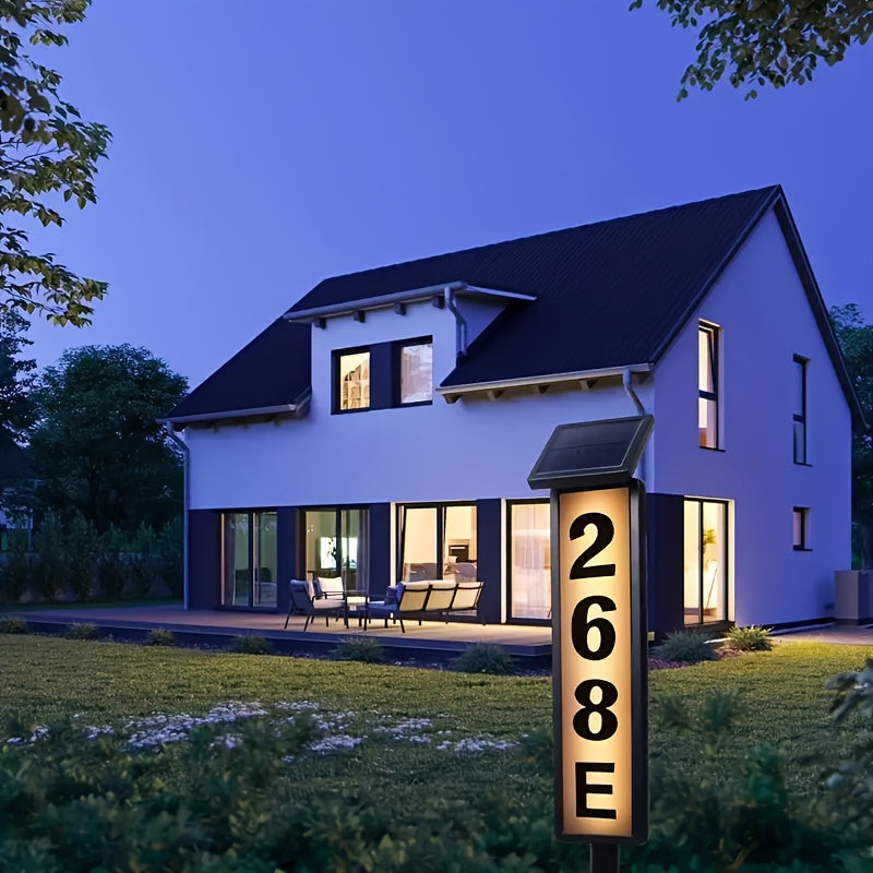 Señal de Luz Solar para Puerta en 1 pieza, Señal de Luz Solar Antigoteo con Poste, Modo Doble, para Casas y Villas, Indicador de Luz LED Solar de 88.9 cm de Altura