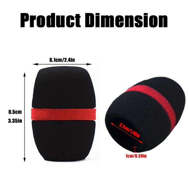 10 piezas de fundas de espuma para micrófono negro con detalles rojos - Protectores de viento para micrófonos portátiles, diseño Eid Al-Adha Mubarak, duraderos y elegantes para actuaciones en vivo y sesiones de grabación, pantalla de viento para micrófon