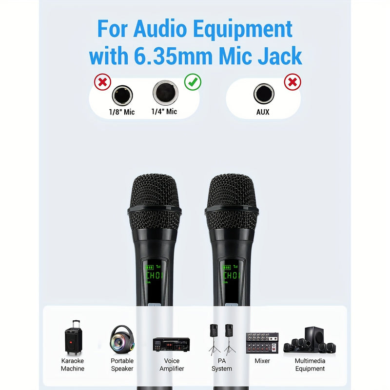 Este micrófono inalámbrico portátil y multifuncional cuenta con un diseño dinámico y viene con tres baterías recargables, lo que lo hace ideal para cantar al aire libre y hacer karaoke.