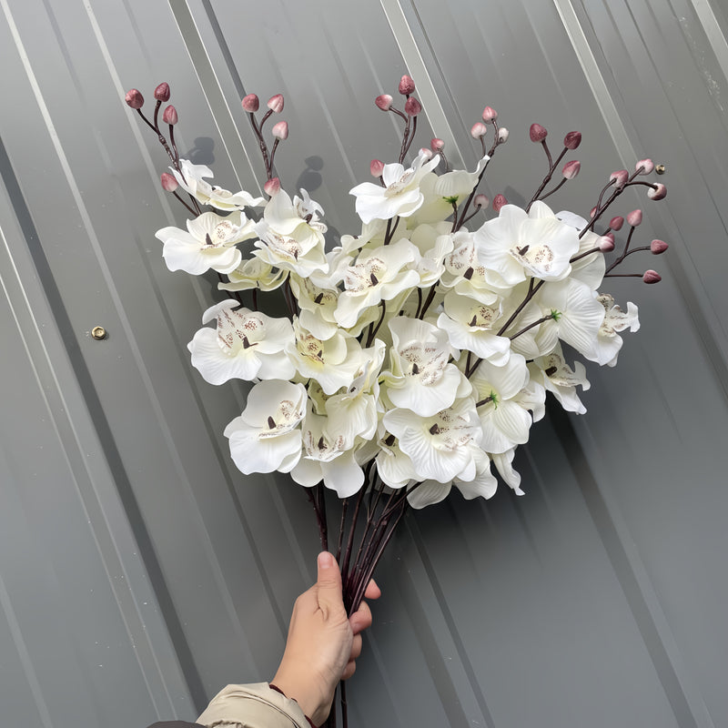 Conjunto Elegante de 6 Guirnaldas de Orquídeas Artificiales - Orquídeas Mariposa para Decoración del Hogar y Bodas, Regalo Perfecto para San Valentín, Día de la Madre, Navidad y Año Nuevo, Flor de Lan, Decoración de Patio