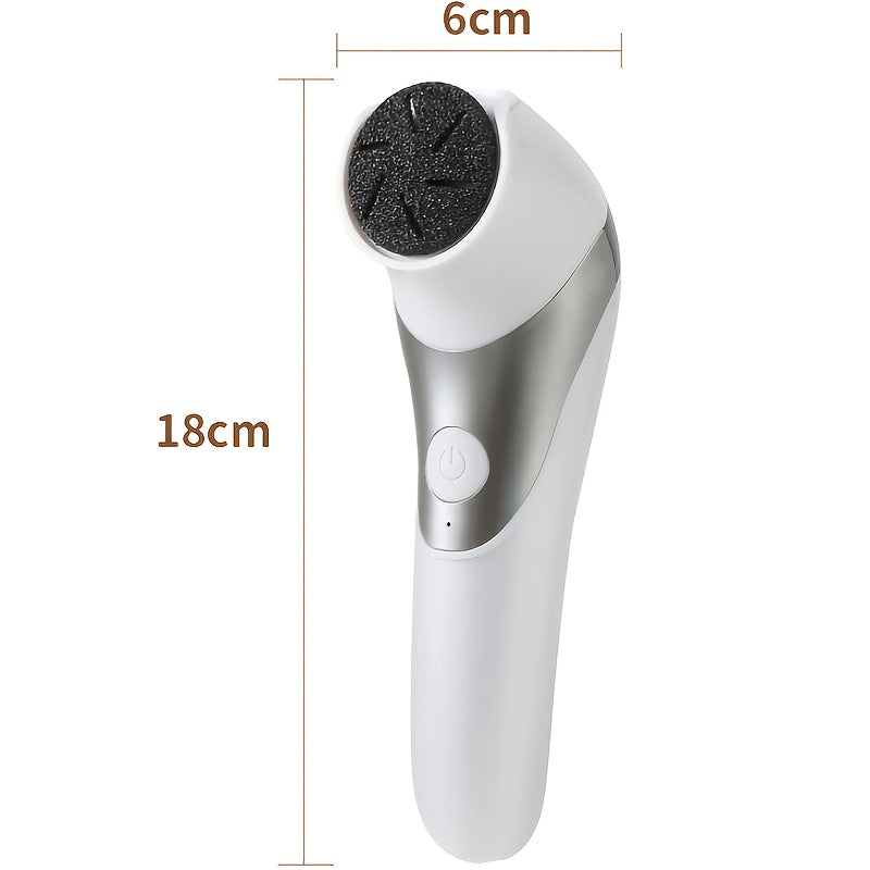 Lijadora eléctrica de pies recargable por USB - Apertura y cierre automáticos, cortes profundos para eliminación y suavizado ligero beige, herramienta de pedicura portátil con cabezales intercambiables (blanco y negro), regalo para el cuidado de los pies