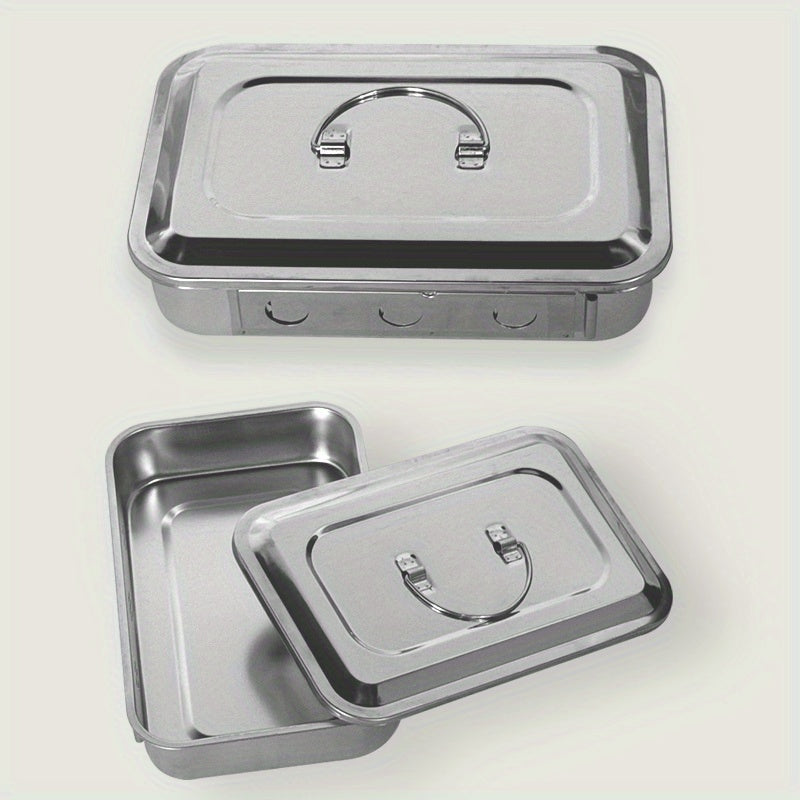 Caixa de desinfección de acero inoxidable, bandeja para herramientas, dos opciones sin agujeros y con orificios de ventilación, resistente a la corrosión, ideal para almacenar herramientas de uñas, tatuajes, instrumentos dentales, etc