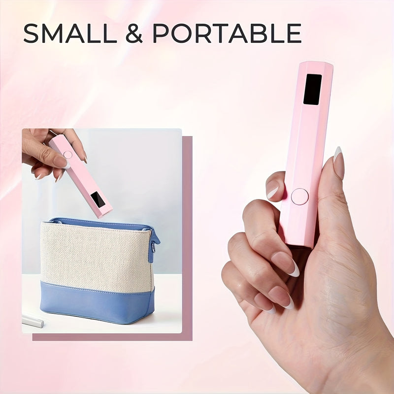 Mini Lámpara de Uñas Portátil con Pantalla LCD - Secador LED para Uñas, Alimentación USB, Diseño Compacto y Duradero en Rosa y Blanco, Ideal para Manicura y Pedicura, Equipo para Gel, Accesorio de Belleza para Hogar o Salón