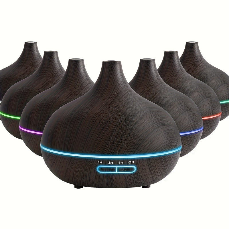 Difusor de aceites esenciales de 550 ml, difusor para el hogar con control remoto, tecnología de ondas sonoras 5 en 1, apagado automático, 4 configuraciones de tiempo, 7 luces LED para dormitorio, oficina o casa