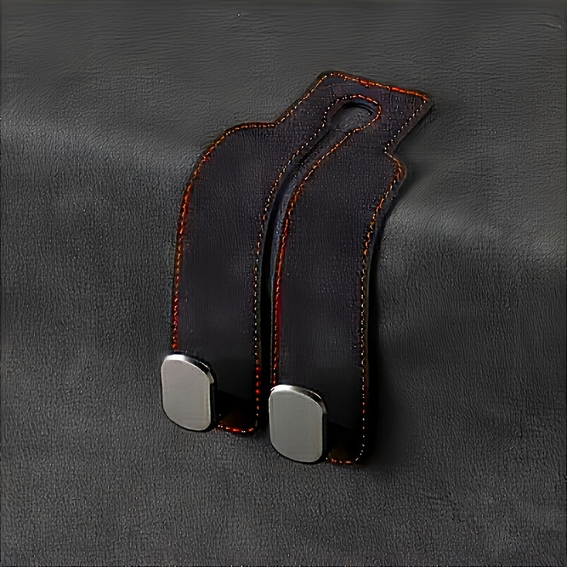 1 pieza de fundas de respaldo de asiento de coche de cuero sintético con ganchos metálicos ocultos - Accesorio interior elegante para todos los vehículos, disponible en beige, negro y marrón, accesorio interior | Interior moderno | Material duradero
