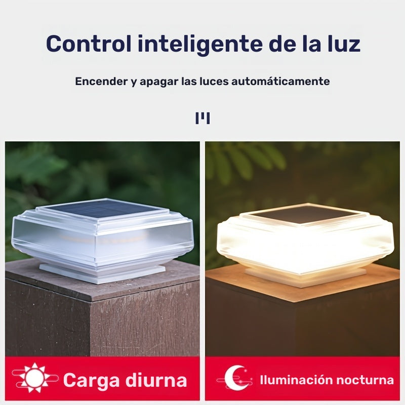 (1pc/Caja) Luz de columna solar IP44 para exterior Luz de jardín Luz de villa de barandilla de cerca Luz de columna nueva